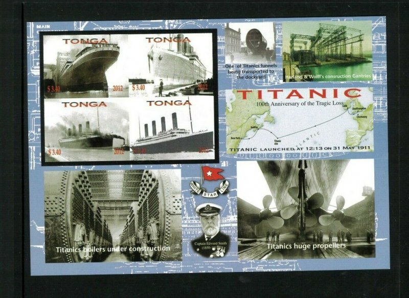 Wholesale Lot Tonga #1178 Titanic. Imperf. Mini Sheet. Cat.128.00 (8 x 16.00)