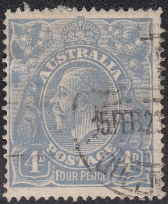 Australia 1914-24 used Sc 33 4p George V ultramarine Variety 