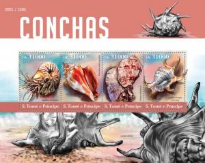 SAO TOME E PRINCIPE 2015 SHEET SHELLS SEASHELLS MARINE LIFE st15402a