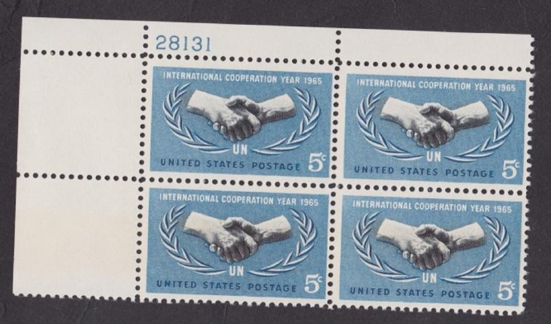 1266 International Cooperation Year MNH Plate Block UL