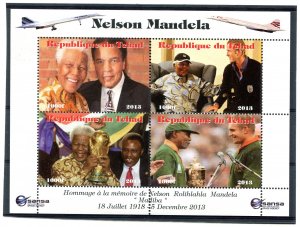 Chad 2013 NELSON MANDELA MUHAMMAD ALI BECKHAM Sheet Perforated Mint (NH)