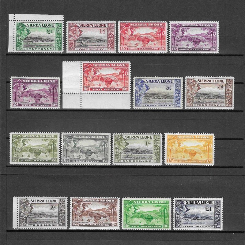 SIERRA LEONE 1938/44 SG 188/200 MNH Cat £150