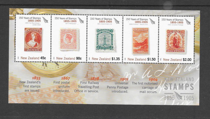 NEW ZEALAND -  CLEARANCE SALE! #2007a 150 YEARS OF STAMPS S/S MNH