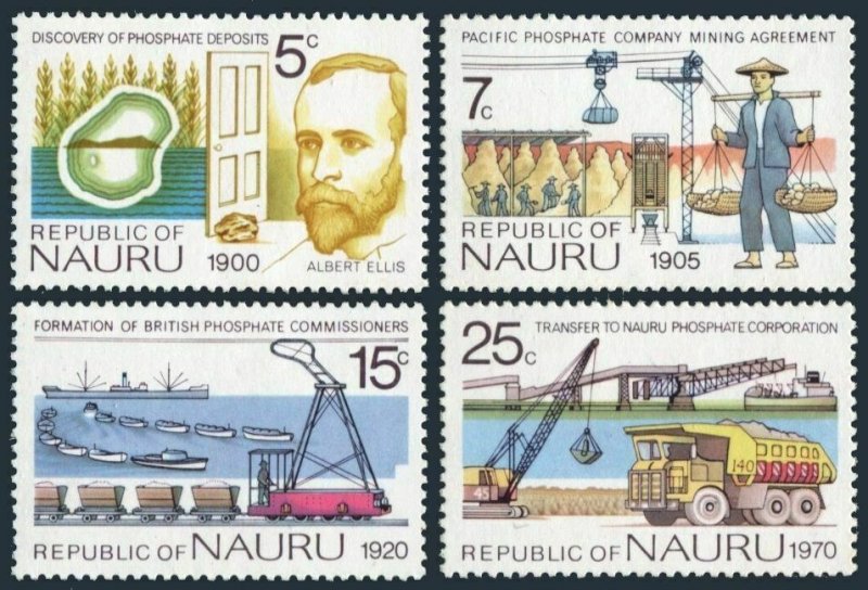 Nauru 120-123,MNH.Michel 117-120. Phosphate Industry,1975.Albert Ellis,Ships,map 