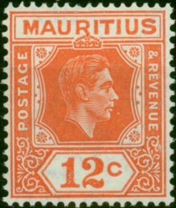 Mauritius 1942 12c Salmon SG257b P.15 x 14 Fine LMM