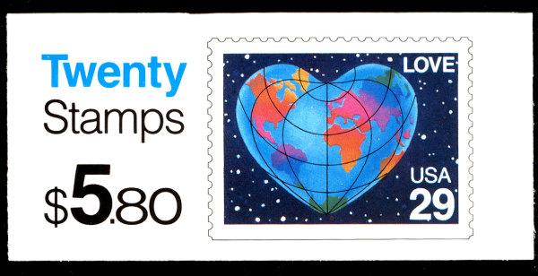 US #2536a COMPLETE BOOK, BK188 LOVE HEARTS, VF/XF mint never hinged,  FRESH a...