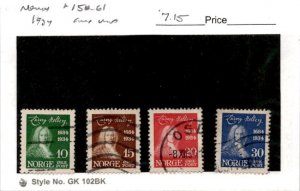 Norway, Postage Stamp, #158-161 Used, 1934 Ludvig Holberg (AB)