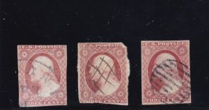 US 19th c group of three #10/#11? imperforate issues (111J)