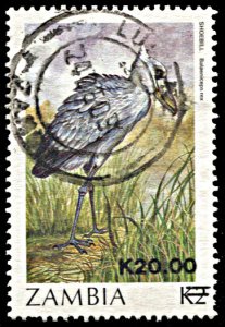 Zambia 392, used, Shoebill Bird, Surcharged