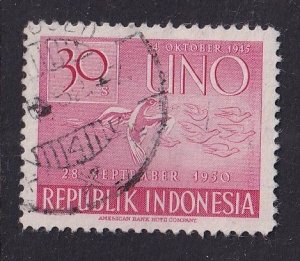 Indonesia   #365  used   1951  UN  doves inflight  30c