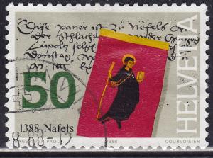 Switzerland 819 USED 1988 Banner of St.Fridolin 50c