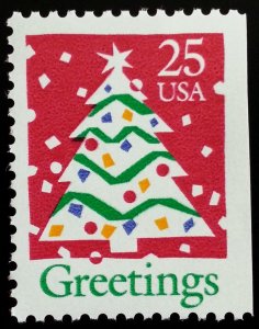 1990 25c Christmas Tree, Booklet Single Scott 2516 Mint F/VF NH