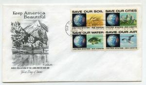 1410-3 Anti-Pollution, Artmaster block of 4, FDC