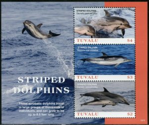 TUVALU 2019  STRIPED DOLPHINS  SHEET  MINT NEVER HINGED
