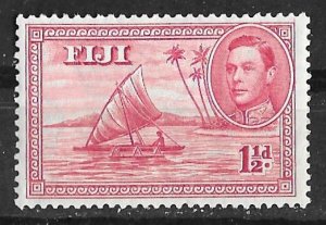 Fiji # 132 George VI - 1½d. Man in Canoe  perf. 13½   (1)  VLH Unused