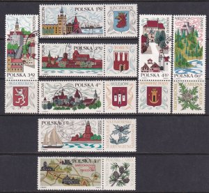 Poland 1969 Sc 1650-7 Tourist Sights Map Ruins Castle Market Place Stamp CTO