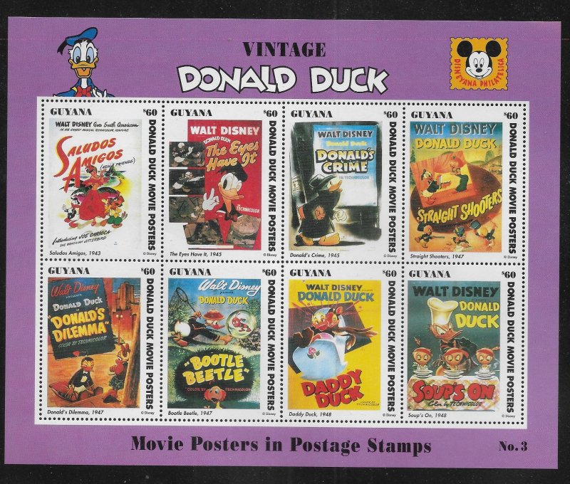 Guyana 2771 Disney Movie Posters mini-sheet MNH c.v. $8.50 (fr)