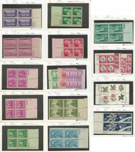 United States Postage Stamp, #800//1322a Most Mint NH Bloks, 1937-67, JFZ