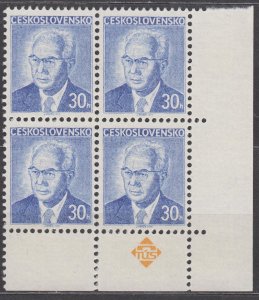 Czechoslovakia Scott #2035 1975 MNH Block of 4 Fluorescent paper