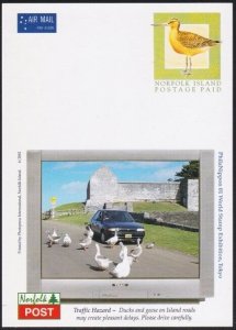 NORFOLK IS 2001 Overseas Postage Paid Birds postcard unused................B3560