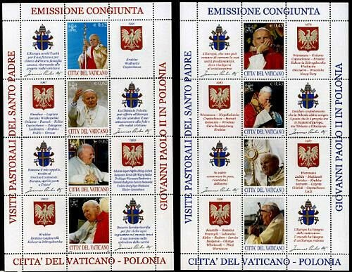 HERRICKSTAMP VATICAN CITY Sc.# 1264-65 Pastorial Visits of Pope John Paul II