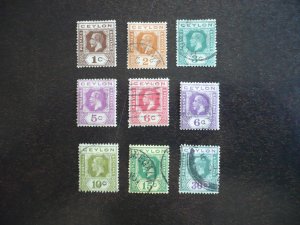 Stamps - Ceylon - Scott# 225-227,229-231,233,236,239 - Used Part Set of 9 Stamps
