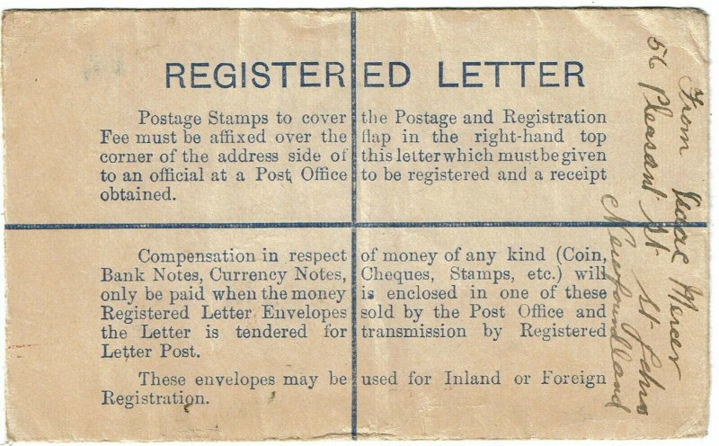 Newfoundland 1940 St. Johns cancel on formula registry envelope to the U.S.