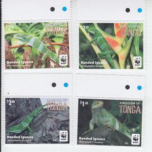 2016 Tonga Banded Iguana WWF (4) (Scott 1290-93) MNH