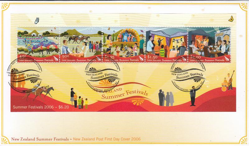 New Zealand 2006 FDC Scott #2104b Souvenir sheet of 5 Summer Festivals