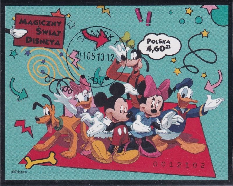 Poland 2013 Sc 4079 Disney Cartoon Characters Stamp SS CTO NH