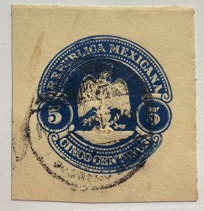 Mexico 1890 /1895 stationary cut out, used - 5c, eagle with snake