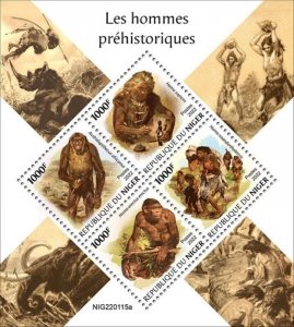 Niger - 2022 Prehistoric Humans, Neanderthal - 4 Stamp Sheet - NIG220115a