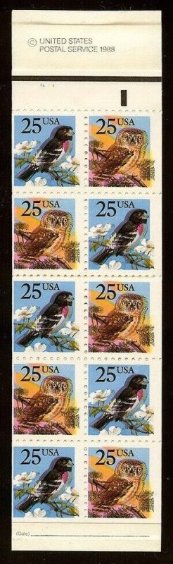 2285b Huge Multiple Color Shift Error / EFO Complete Booklet Birds & Owls MNH