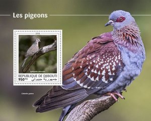 DJIBUTI - 2018 - Pigeons - Perf Souv Sheet - Mint Never Hinged