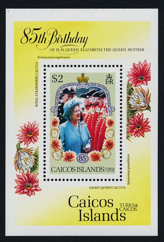 Caicos Islands 74-7  MNH Queen Mother 85th Birthday, Flowers