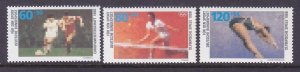 Germany B663-65 MNH 1988 Soccer Tennis & Diving Sports Set Very Fine
