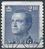 Sweden 1569 (used) 2.10k King Carl XVI Gustaf, dk blue (1986)