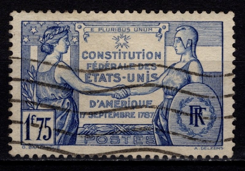 France 1937 150th Anniv. of US Constitution, 1f75 [Used]
