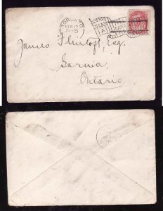 Canada-cover-#8713-Toronto Flag A cancel on cover-Fe 17 1901-B/S Sarnia Fe 18