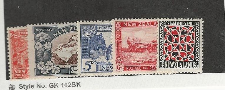 New Zealand, Postage Stamp, #206-207, 210-211, 213 Mint Hinged, 1936-42