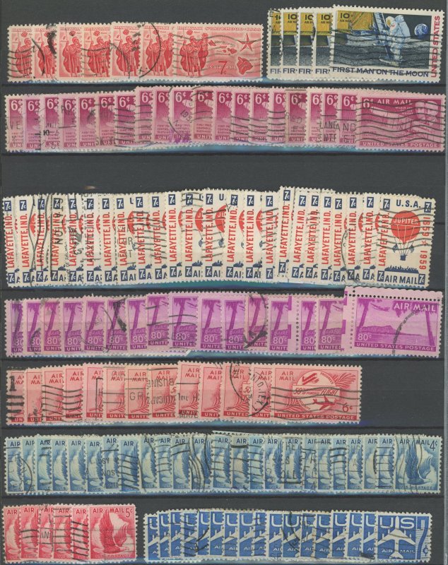 USA Airmail - Used Dealer Stock approx 1000 stamps incl C1 - C6