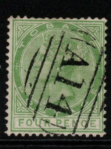 TOBAGO SG10 1880 4d YELLOW-GREEN USED