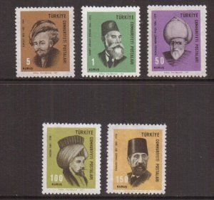 Turkey  #1744-1748  MNH  1967  portraits