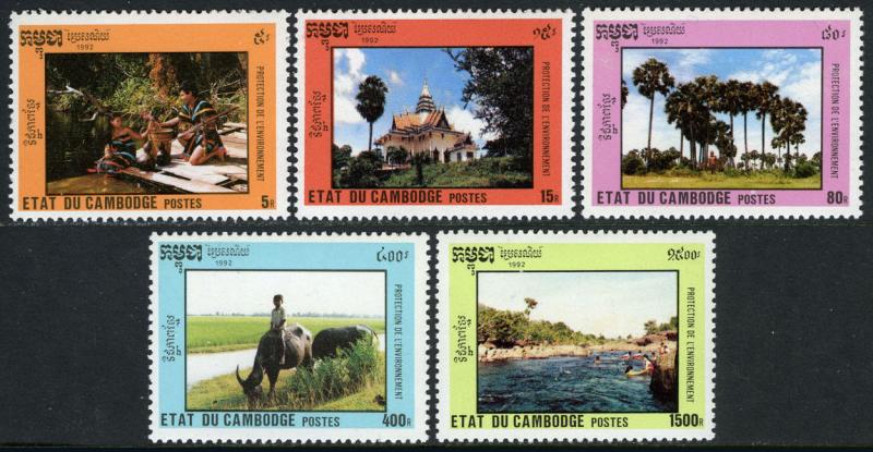 Cambodia 1230-1234, MI 1306-1310, MNH. Pagoda, Lake, Angkor Wat, 1992