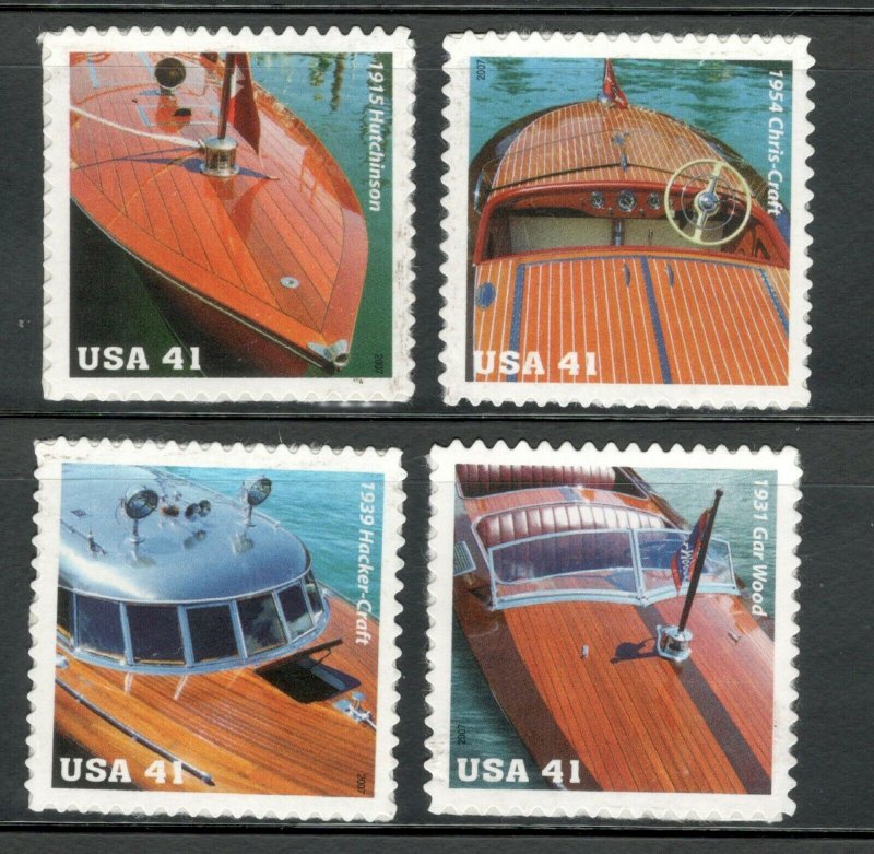 4160-63 Mahogany Speedboats Set Of 4 Mint/nh FREE SHIPPING