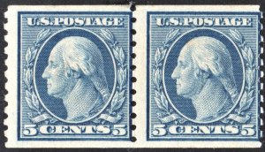 SC#496 5¢ Washington Coil Pair (1919) MNH