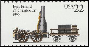 US 2363 Steam Locomotives Best Friend of Charleston 1830 22c single MNH 1987