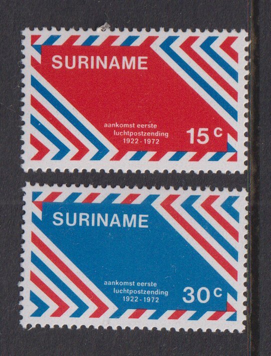 Surinam #397-398  MNH 1972 air mail envelope