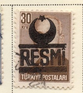 Turkey 1951-54 Early Issue Fine Used 30k. Optd Resmi Star & Crescent 085548