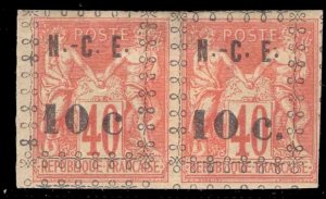 MOMEN: FRENCH COLONIES NEW CALEDONIA SC #11,11d IMPERF PAIR MINT OG H LOT #66088